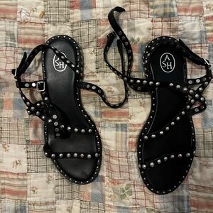 Ash Black Studded Strappy Sandals